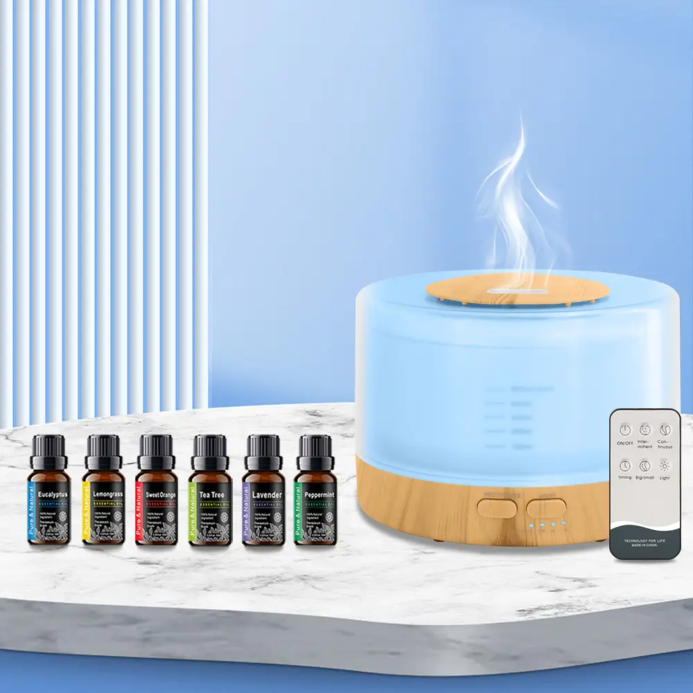 Ultrasonic Smart Diffuser Humidifier - 16.9oz Tank, Timer Modes, 7 Color Lights (Includes 6 Premium Essential Oils) air purifier essential oil aroma