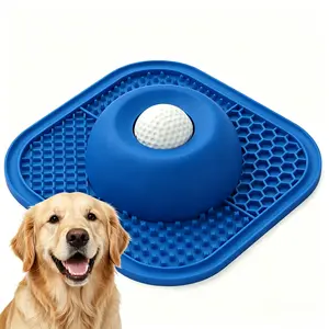 2-in-1 Slow Feeder Dog Bowl Mat with Rolling Ball, Non-Slip Suction Cup Dog Licking Bowl, Anti-Splash Pet Feeder for Bone Broth & Yogurt, Anxiety Relief & Mental Stimulation for All Dogs & Cats