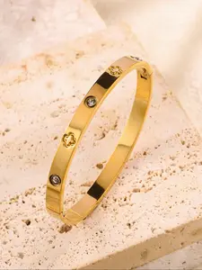 High-Quality Copper Zirconia Bracelet for Women, Four-Leaf Clover Design Fashion Jewelry, Perfect Gift for Daily Wear, Elegant Bangle