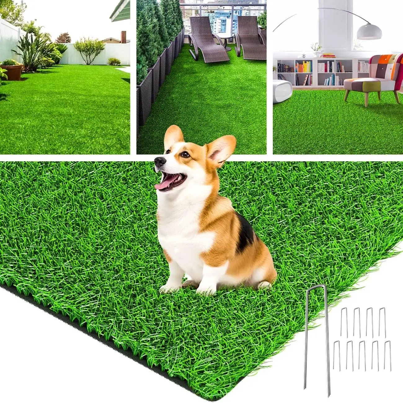 Petgrow Customized Sizes Artificial Grass Turf 3FTX10FT(30 Square FT) - Indoor Outdoor Garden Lawn Landscape Balcony Synthetic Turf Mat - Thick Fake Grass Pet Pad