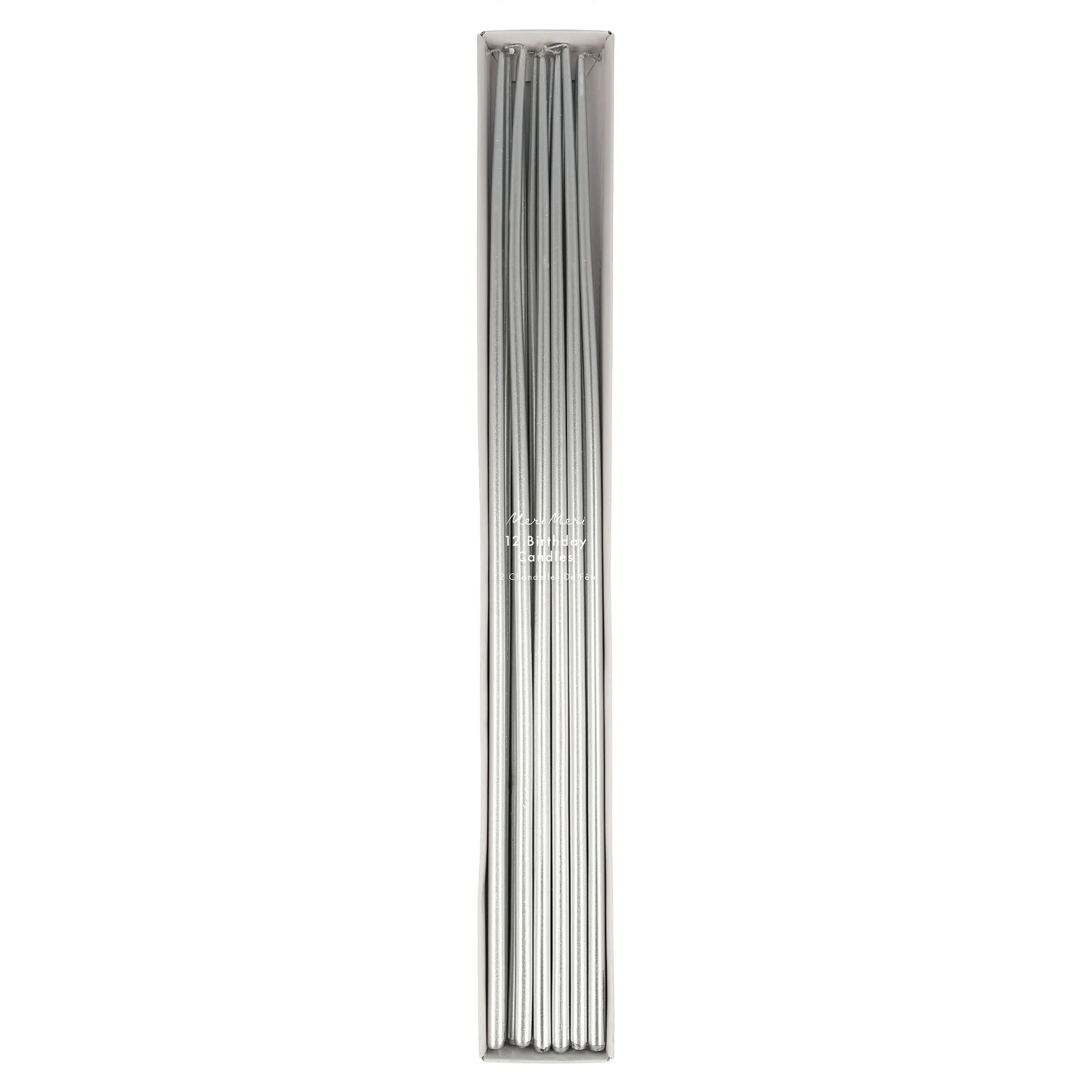 Silver Tall Tapered Candles (x 12)