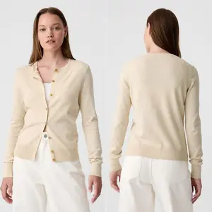 GAP Crewneck Cardigan Soft Cotton Knit Long Sleeves Ribbed Banded Cuffs Ethical Manufacturing for Gender Equity