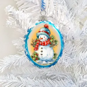 Designocracy 776015 3 x 2 in. Snowmans Gift Mercury Glass Ornaments Christmas Santa Snowman Decor