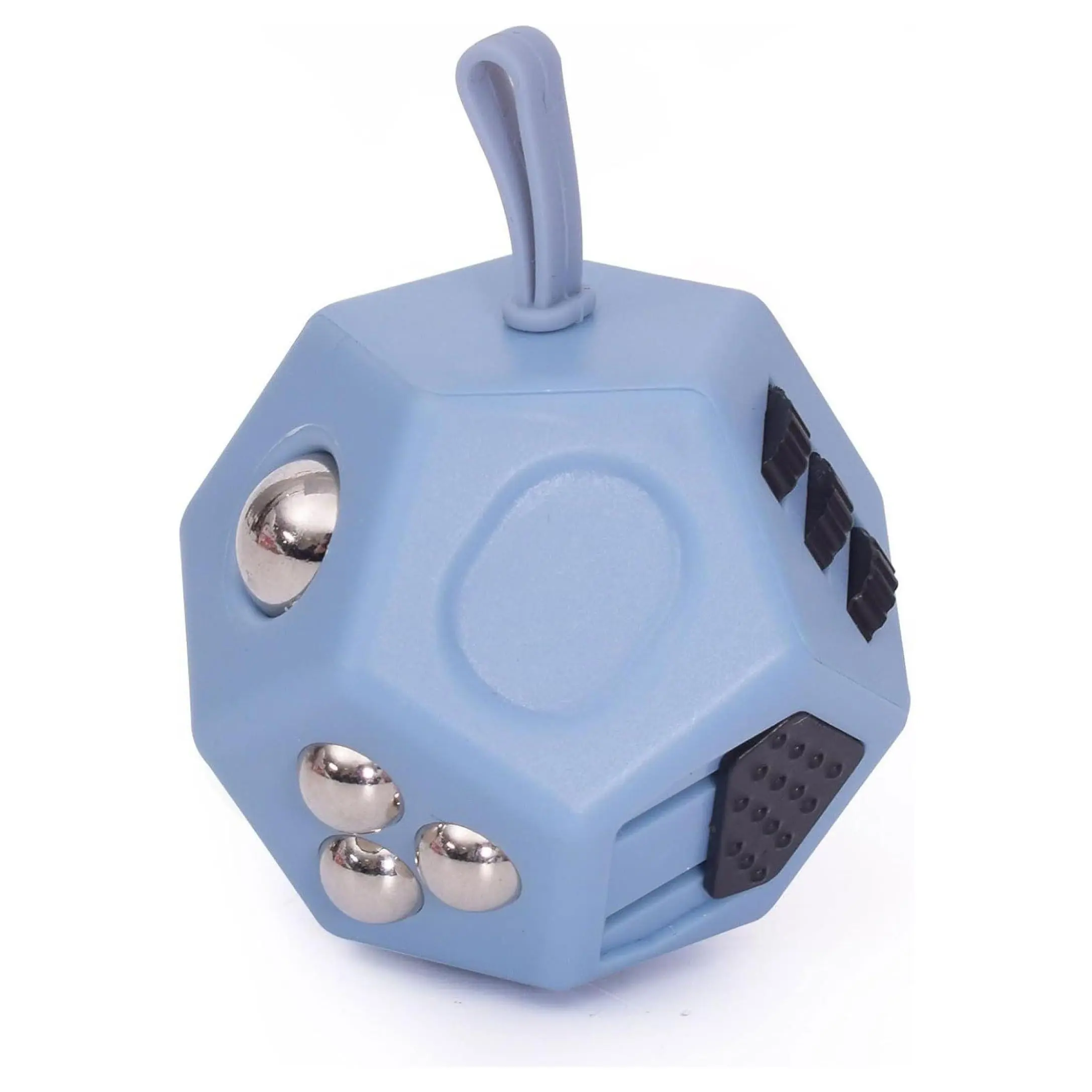 12-Sided Plastic Fidget Cube - Portable EDC Focus Tool for 8-10 Yrs Kids - Anxiety Relief Sensory Toy for Adults - Stress Relief Pocket-Sized Gadget (Grey)