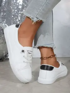 Women's Slip-On Sneakers, Thick Sole PU Leather, Anti-Slip Rubber Sole, Fashionable Casual Shoes, All Seasons, Comfortable and Stylish