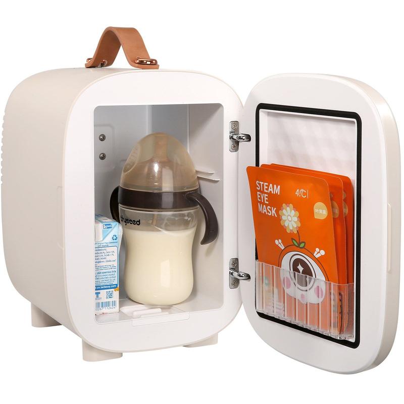 VEVOR Mini Skin Care Fridge, 4 L/6 Can Cute Makeup Fridge for Cosmetics Beverage Fruit Milk, AC/DC Cooler & Warmer, Mute Tiny Refrigerator for Bedroom Office Dorm Desk Car, ETL Certified, White