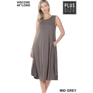 PLUS VISCOSE ROUND NECK DRESS