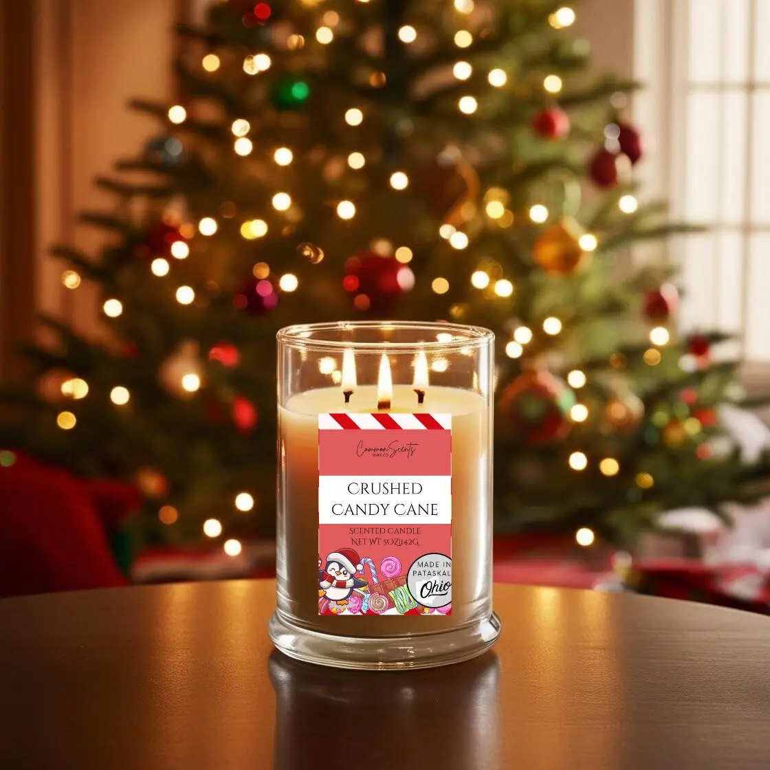 Common Scents Wax Co Crushed Candy Cane Peppermint Scented Candle