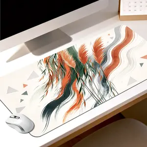 Premium Abstract Red And Green Pampas Grass Illustration High Quality Mouse Pad Modern Office Gaming Comfort Experience Non?Slip Durable For Daily Work And Play  40*80 Size.