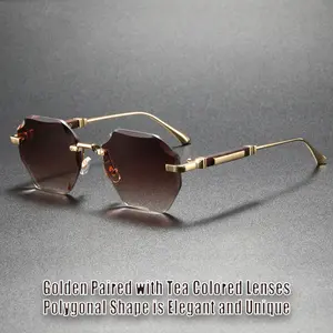 Rimless Unisex Sunglasses, UV400 Protection Fashion Trendy Sunnies for Men Women, Versatile Eyewear for Outdoor Driving & Daily Wear,summervibes