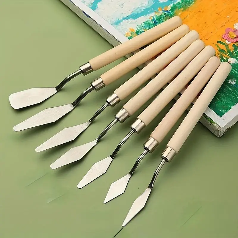 Painting Scraper Set, 7 Counts/set Acrylic Watercolor  Oil Painting Scraper, Decorative Artistic Tools Art Drawing Supplies for Home School Students Dormitory Gallery Office