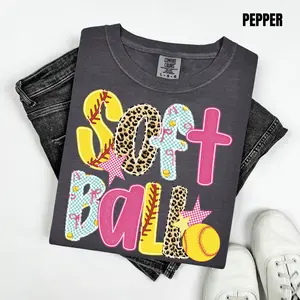 Softball Cheetah & Checker Comfort Colors T-Shirt 'NLB'