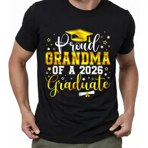 Men's Unisex Loose Street Style Vibe T-Shirt - Proud Grandma of 2026 Graduate Senior Graduation, Pair with Shorts