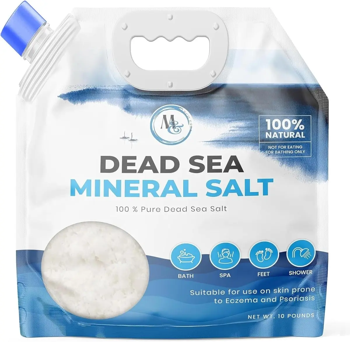 Marco Esra Dead Sea Salts - 10 lbs Bathroom Bathtub Bath Salt for Cleansing, Exfoliating, Nourishing Body Care (Eczema, Psoriasis), Relaxation & Spa Sessions