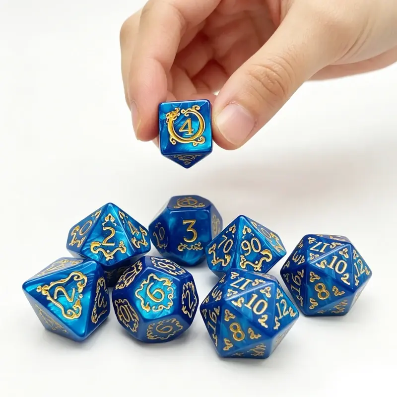7Pcs Dragon Pattern Game Dice Set, Multi sided D4 D6 D8 D10 D12 D20 Dices Ideal Gift for Desktop Games, Birthdays, and Festiva