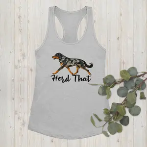 "Herd That" Natural Harlequin Beauceron Women’s fitted racerback tank top