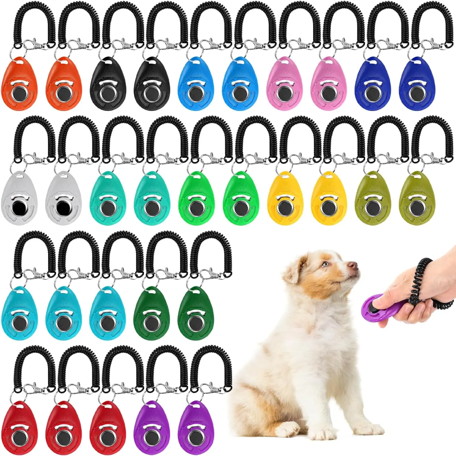 Pcs Dog Training Clicker with Wrist Strap,  Color Pet Training Clickers for Dogs Cats Birds Horses, Durable Animal Behavior Trainer Clicker Kit for Obedience and Positive Reinforcement