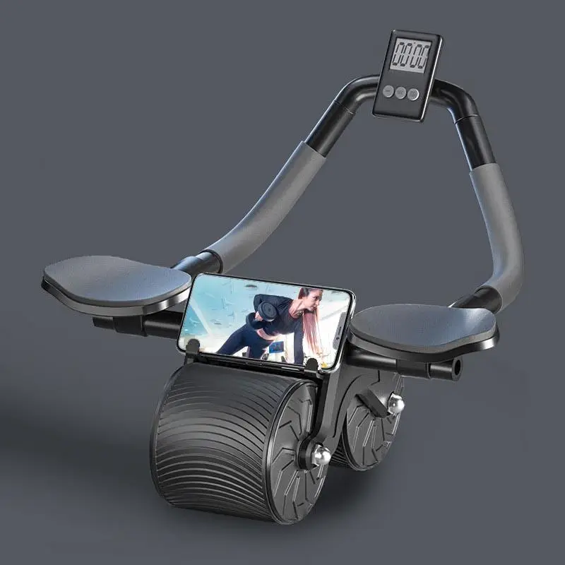 Automatic Rebound Abdominal Roller, Portable Abdominal Muscle Training Equipment, Ab Roller Wheel with Phone Holder, Household Elbow Support Abdominal