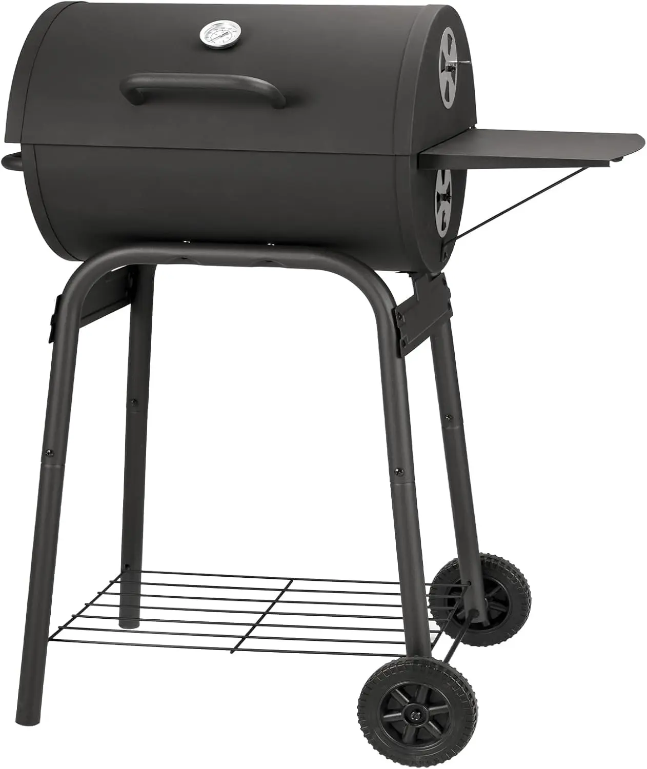 Barrel Barbecue Charcoal Grill: Premium Spacious Outdoor BBQ Grill with Side Table - Ideal for Patio Cooking Backyard Grilling Camping Picnics Tailgating Parties