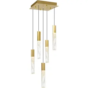 CWI Lighting Greta LED 12 inch Brass Mini Pendant Ceiling Light 1589P12-5-624