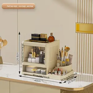 Luxury high-end rotating cosmetic storage box | Multi-layer large-capacity dust-proof independent dresser locker, polished plastic material, perfume storage box storage rack