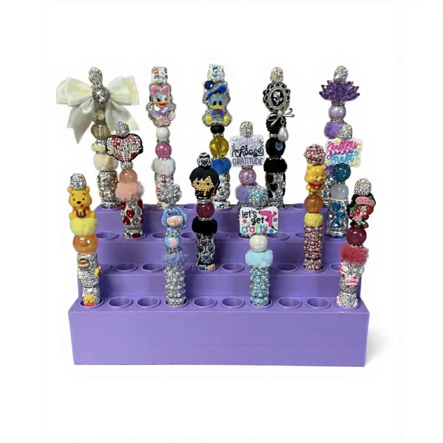 18mm & 20mm Rectangle Beadable Pen Display Stand , 38-Hole No-Wobble Pen Holder