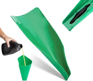 Reusable Flexible Oil Drain Funnel Form a Foldable Bendable Flex Funnel for Car Motorcycle Truck Lawnmower Snowplow Reused Oil Change Spill-Free Filling Draining Tools Easy to Store and Clean LOVTRAVEL