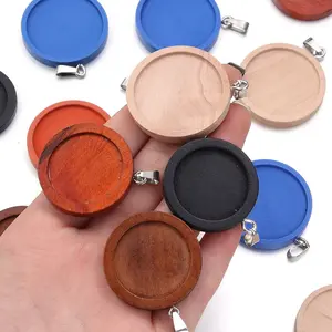 1-10pcs Vintage Wooden Round Cabochon Base Tray Gemstone Pendant Base For DIY Jewelry Making Bracelet Necklace Setting Supplies