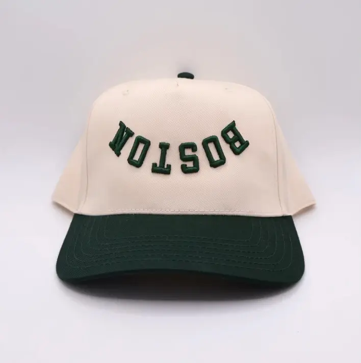 BOSTON Hat, Backwards Embroidered Trucker Cap, Green and Beige Baseball Hat, Funny City Name Hat, Aesthetic TikTok Cap, Vintage Adjustable Hat