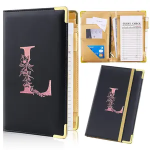 Server Book, Alphabet Server Books for Waitress, Leather Waitress Book with Zipper Pocket Serving Book Server Manual Checkbook Fits Server Apron,L