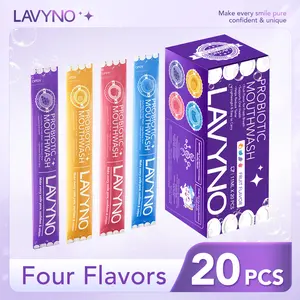 Lavyno Probiotic Mouthwash Sticks | Alcohol-Free Fresh Breath · 20 On-the-Go Packs · Fruit Flavors · Gentle Oral Care with Probiotics & Plant Extracts fresh breath oral care