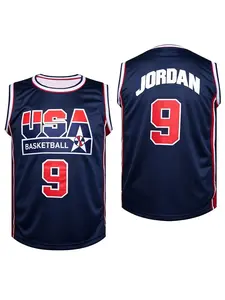 Michael Jordan #9 USA Basketball Dream Team 1992 Jersey White Red Blue Classic Retro Breathable Mesh Sleeveless for Jordan Fans, Basketball Collectors & Retro Streetwear Enthusiasts