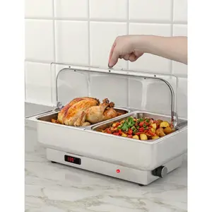 2 Pack 2 x 4.5QT Half-Size Electric Chafing Dish Buffet Set with Temperature Control Display, Rectangular Stainless Steel Buffet Warmers