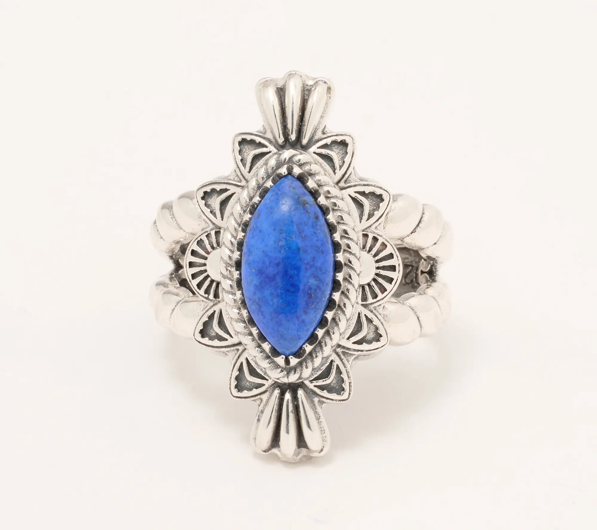 American West Sterling Marquise Gemstone Rope Ring