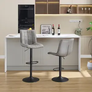 FIRAVOE Counter Height Bar Stools, Swivel Bar Stools Set of 2-4 with Backs, Modern Barstools for Bar, Kitchen, Dining Room, Adjustable Height 24"-33", Faux Leather Kitchen Bar Stool