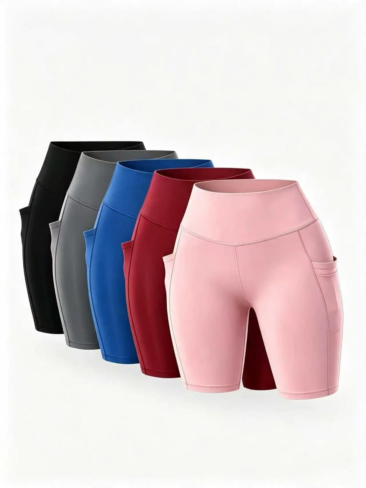 [5 Colors Gym Shorts] Butt Sculpt Hip Lifting Biker Yoga Shorts | Women Sports Side Pocket,Stretchy Wide Waistband Cycling Everyday Activewear outing pant going bottoms travel trendy summer loose fit casual trouser clothes street style boho season high