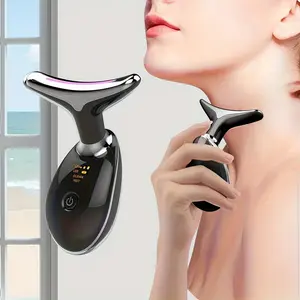 3 LED Colorful Vibration Massage Tool, Neck & Facial Skin Massager, Portable USB Rechargeable Electric Face Massager for Women, Christmas Gift