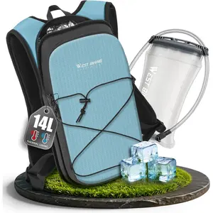 Hydration Pack Backpack, Insulated Hiking Water Backpack with 1.5L Water Bladder, Running Hydration Vest Backpack for Men Women, Hydro Daypack for Hiking, Cycling, Climbing, Rave