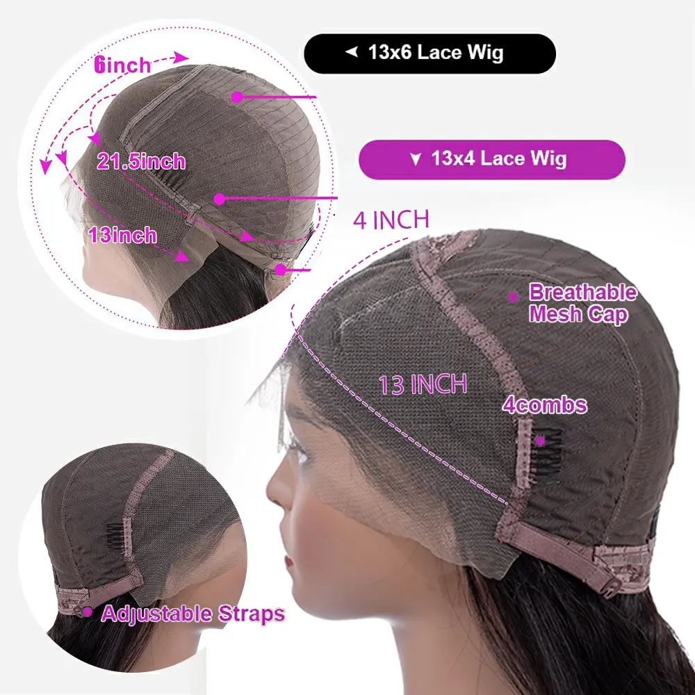 30 36 Deep Wave 13x4 Lace Front Human Hair Wigs 200 Density  display picture 3