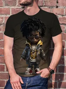 Men's Fashion Trendy Short Sleeve T-Shirt, Perfect for Spring Summer, 3D Print Casual Top, Comfortable Breathable