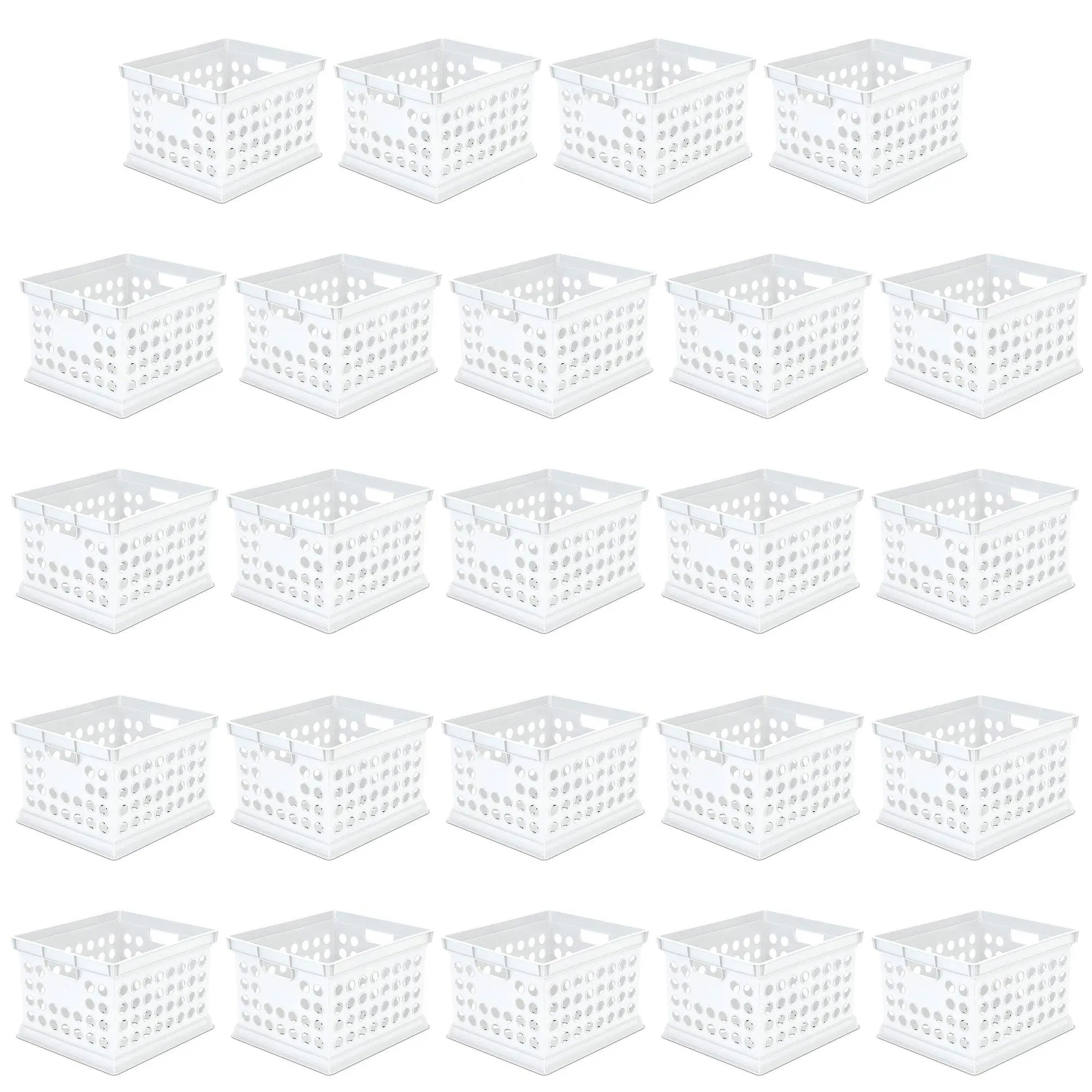 Sterilite Stackable Plastic Storage Open Crate Bin Organizer Box, White, 24-Pack Sterilite Stackable Plastic Storage Open Crate Bin Organizer Box, White, 24-Pack