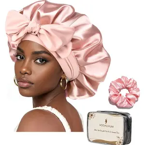 Double-Layer Satin Sleep Bonnet for Women, Soft Breathable Adjustable Night Cap, Sleeping Bonnet, Heatless Hair Care and Styling Bonnet