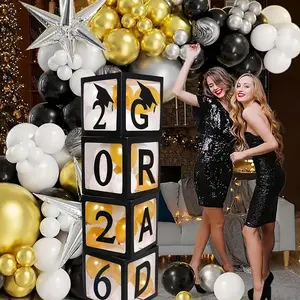 2026 Graduation Party Gift Set, Includes 4 Balloon Boxes, Printed with 'grad 2026 Pride', Campus Decoration for Graduates