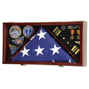 Flag and Medals Display Case Cabinet