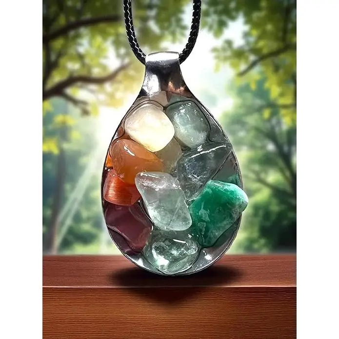 Multi Colored Sea Glass Spoon Pendant Necklace