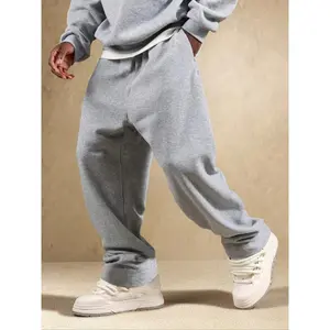 Men's Casual Loose-Fit Jogger Pants, Spring & Fall Preppy Style Sweatpants, Drawstring Waist Thick Knit Fabric, Trendy Couple Wear