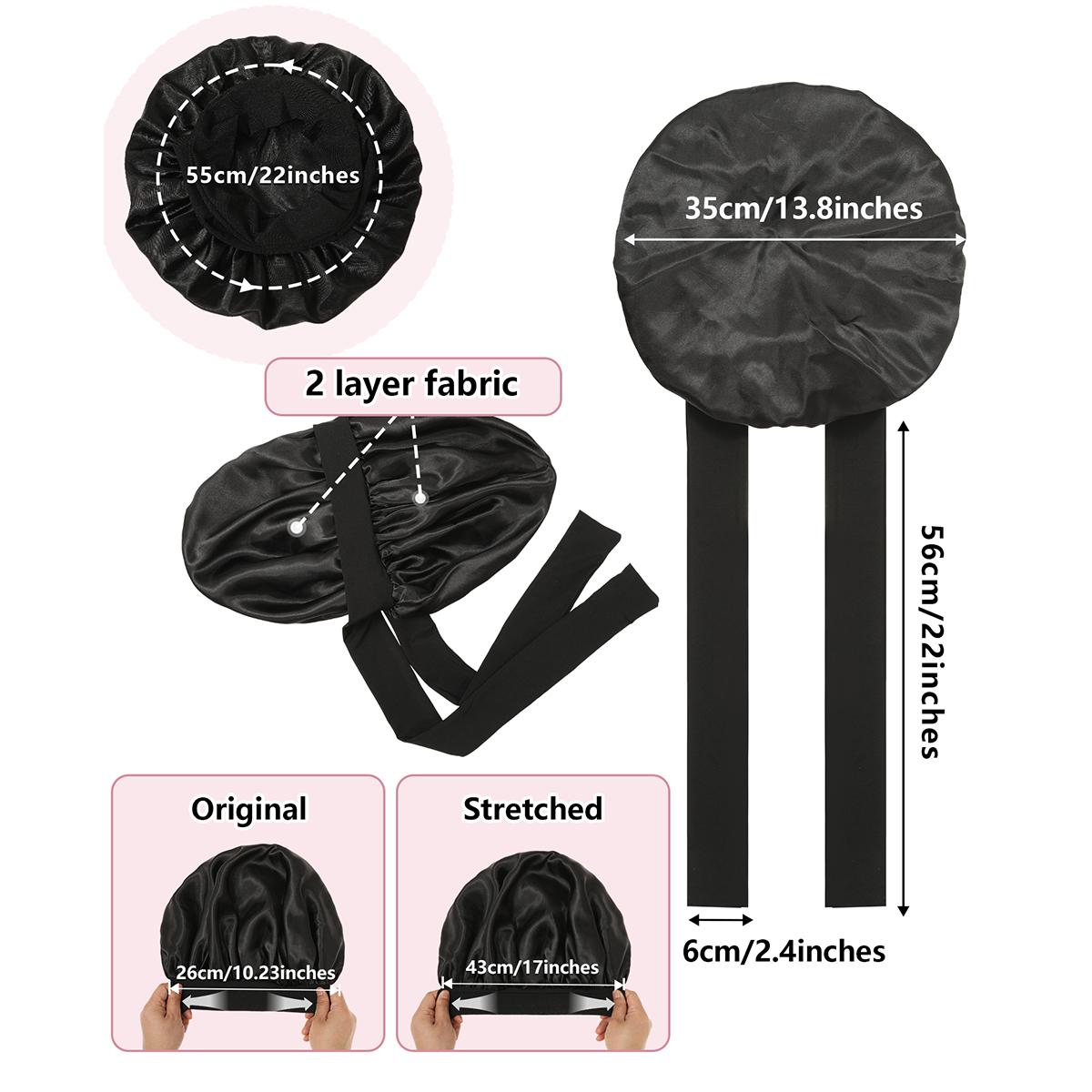 AWAYTR Fashion Satin Bonnet for Women Silk-Like Hair Bonnet with Wide Elastic Band Double Layer Night Cap for Curly Hair Wrap Haircare AWAYTR Fashion Satin Bonnet for Women Silk-Like Hair Bonnet with Wide Elastic Band Double Layer Night Cap for Curly Hair Wrap Haircare