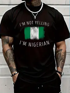100% Cotton I'm Not Yelling, I'm Nigerian - Funny Nigeria Pride T-Shirt Women's Men's Graphic Tee Crew Neck summer vacation Tops