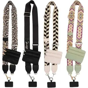 Crossbody Phone Strap with Wallet, Phone Strap Crossbody Bag with Zipper Small Pouch Wallet Adjustable Phone Strap