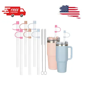 6 Straws with Cover Cap for Stanley 40oz Tumbler Replacement